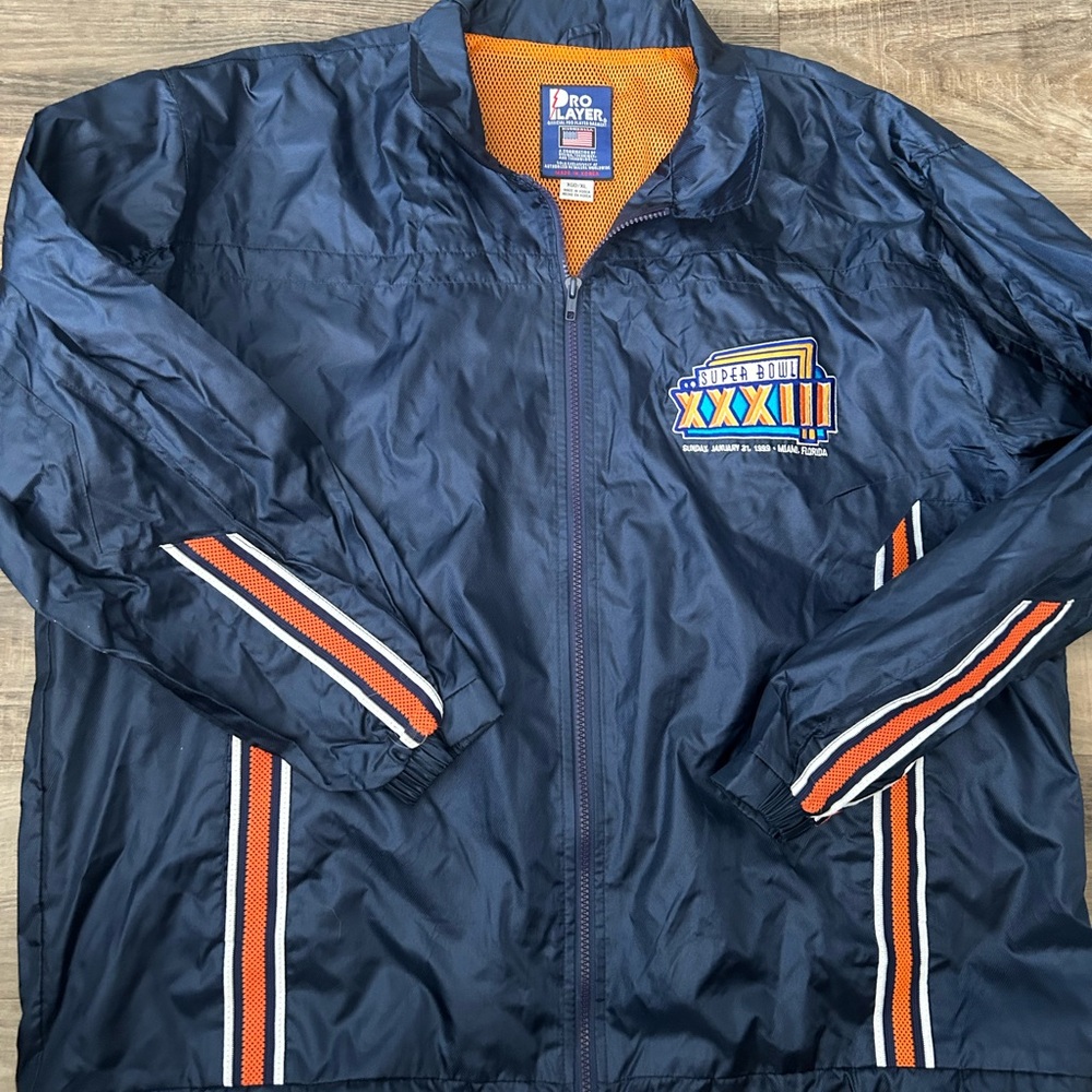 PRO PLAYER  SUPER BOWL XXXIII MIAMI FLORIDA 1999 WINDBREAKER JACKET COAT